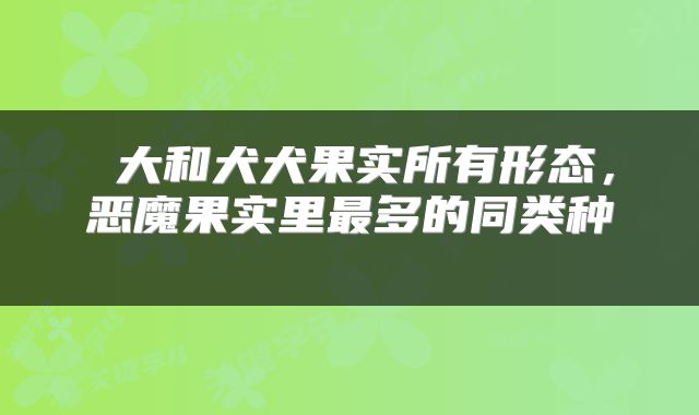  大和犬犬果实所有形态，恶魔果实里最多的同类种 