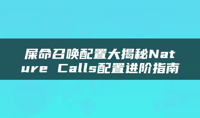 屎命召唤配置大揭秘Nature Calls配置进阶指南