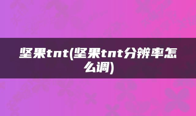 坚果tnt(坚果tnt分辨率怎么调)
