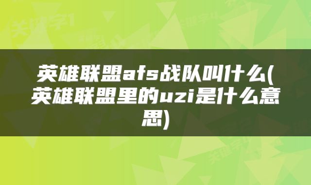 英雄联盟afs战队叫什么(英雄联盟里的uzi是什么意思)