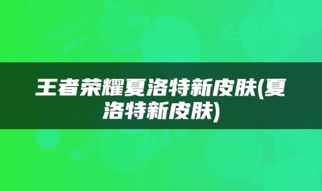 王者荣耀夏洛特新皮肤(夏洛特新皮肤)
