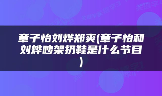 章子怡刘烨郑爽(章子怡和刘烨吵架扔鞋是什么节目)