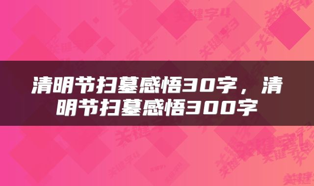 清明节扫墓感悟30字，清明节扫墓感悟300字