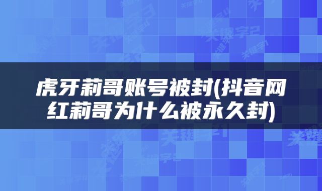 虎牙莉哥账号被封(抖音网红莉哥为什么被永久封)