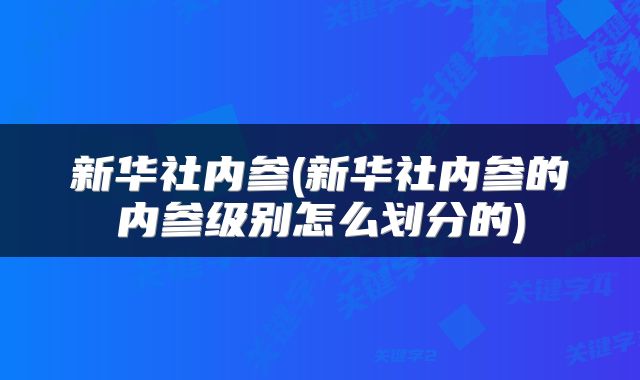 新华社内参(新华社内参的内参级别怎么划分的)