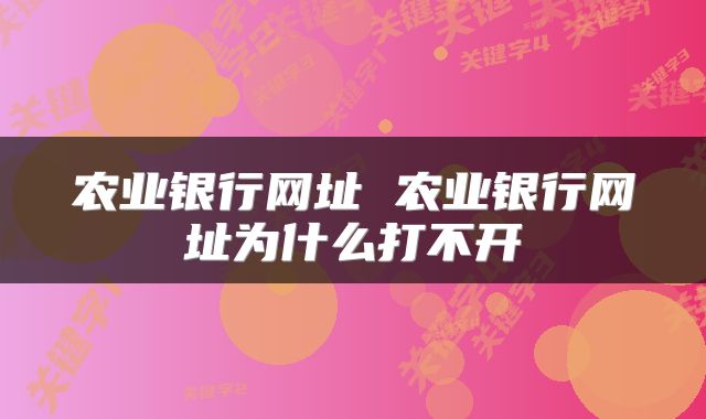 农业银行网址 农业银行网址为什么打不开