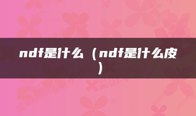 ndf是什么（ndf是什么皮）