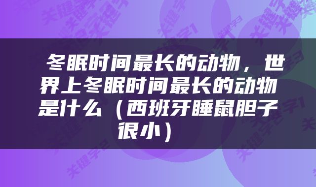  冬眠时间最长的动物，世界上冬眠时间最长的动物是什么（西班牙睡鼠胆子很小） 