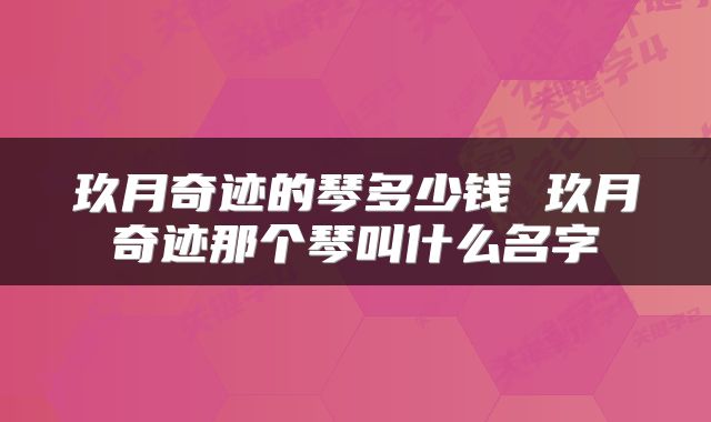 玖月奇迹的琴多少钱 玖月奇迹那个琴叫什么名字