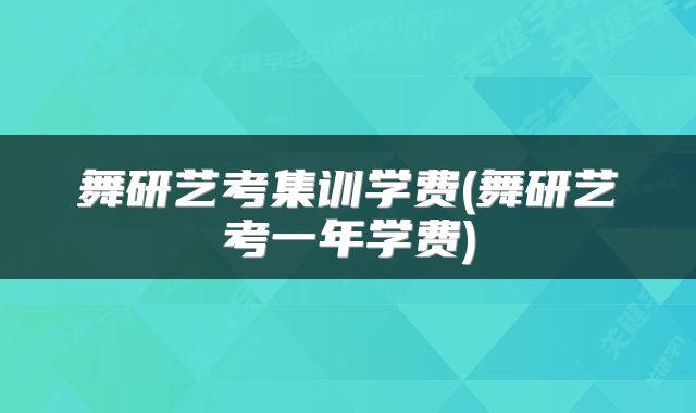 舞研艺考集训学费(舞研艺考一年学费)
