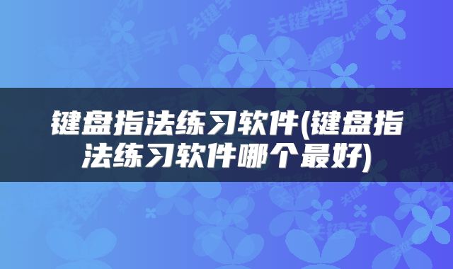键盘指法练习软件(键盘指法练习软件哪个最好)