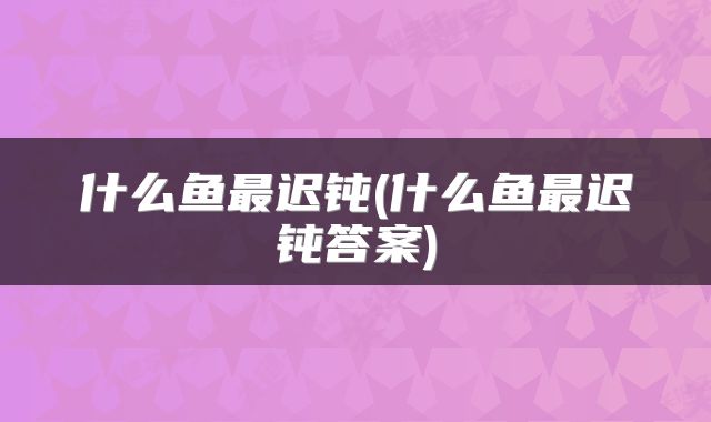 什么鱼最迟钝(什么鱼最迟钝答案)