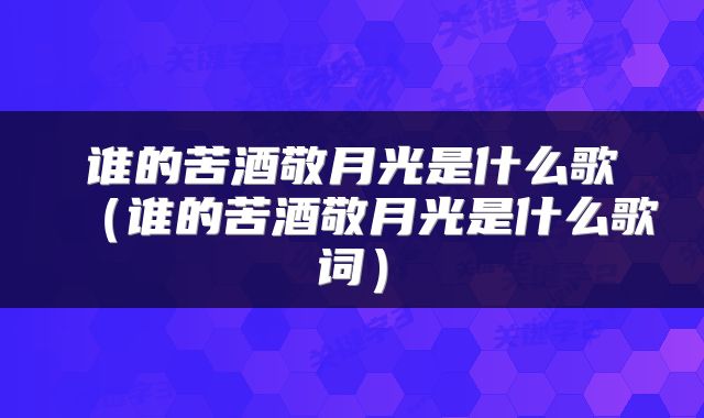 谁的苦酒敬月光是什么歌（谁的苦酒敬月光是什么歌词）