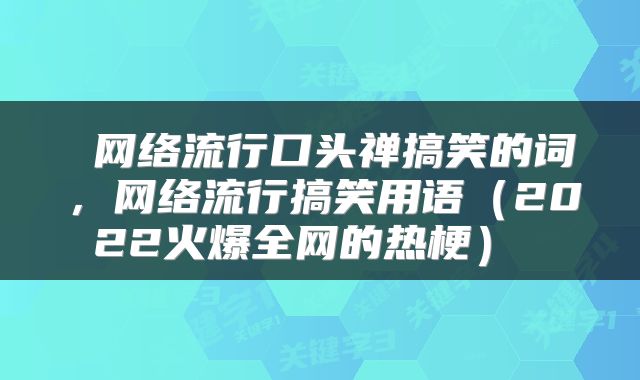  网络流行口头禅搞笑的词，网络流行搞笑用语（2022火爆全网的热梗） 
