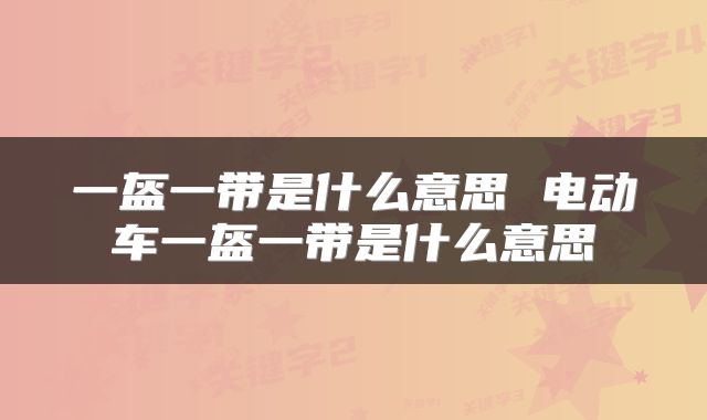 一盔一带是什么意思 电动车一盔一带是什么意思
