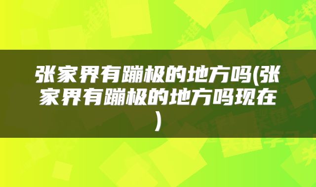 张家界有蹦极的地方吗(张家界有蹦极的地方吗现在)