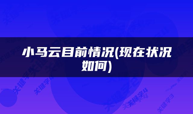 小马云目前情况(现在状况如何)