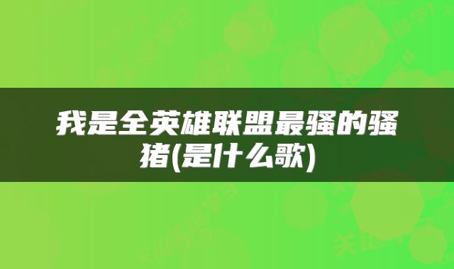 我是全英雄联盟最骚的骚猪(是什么歌)