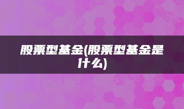 股票型基金(股票型基金是什么)
