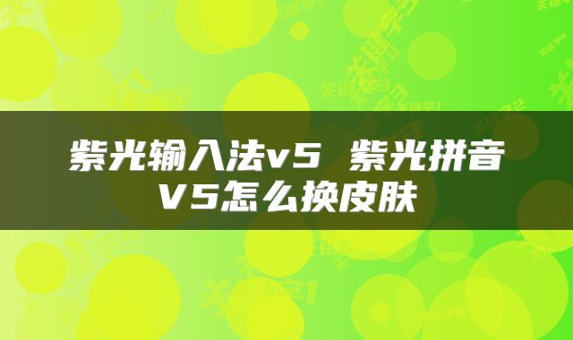 紫光输入法v5 紫光拼音V5怎么换皮肤