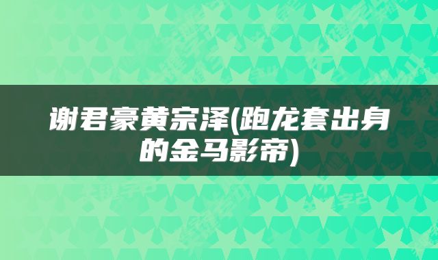 谢君豪黄宗泽(跑龙套出身的金马影帝)