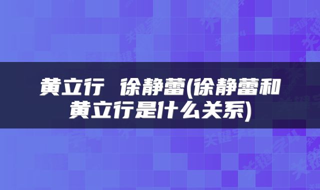 黄立行 徐静蕾(徐静蕾和黄立行是什么关系)