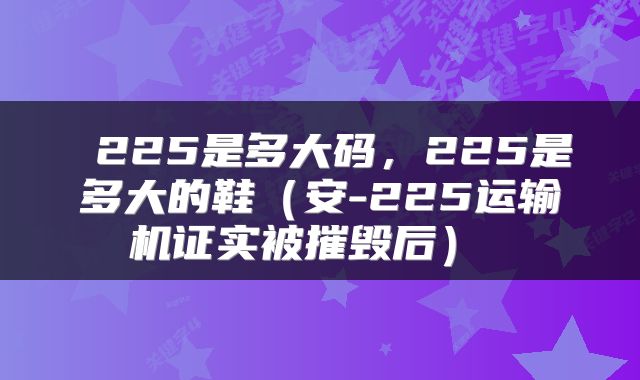  225是多大码，225是多大的鞋（安-225运输机证实被摧毁后） 