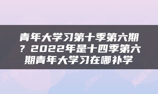 青年大学习第十季第六期？2022年是十四季第六期青年大学习在哪补学
