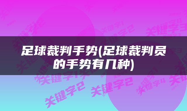 足球裁判手势(足球裁判员的手势有几种)