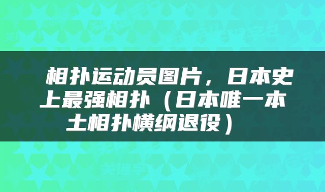  相扑运动员图片，日本史上最强相扑（日本唯一本土相扑横纲退役） 