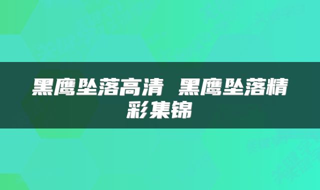 黑鹰坠落高清 黑鹰坠落精彩集锦