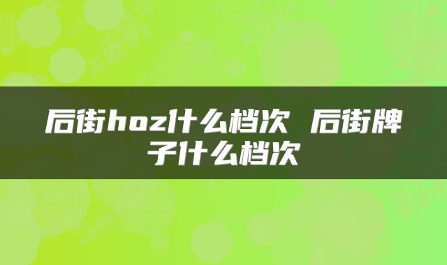 后街hoz什么档次 后街牌子什么档次