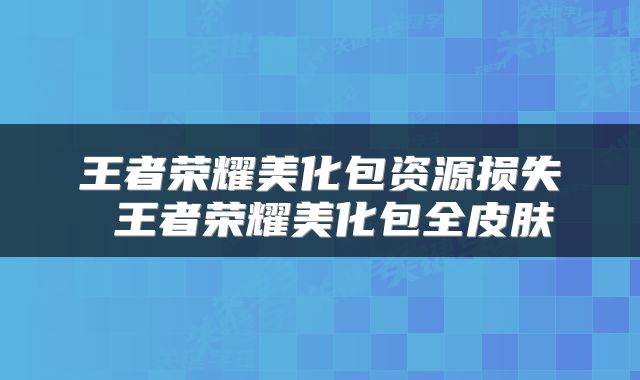 王者荣耀美化包资源损失 王者荣耀美化包全皮肤