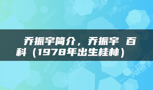 乔振宇简介，乔振宇 百科（1978年出生桂林） 