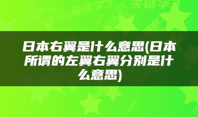 日本右翼是什么意思(日本所谓的左翼右翼分别是什么意思)
