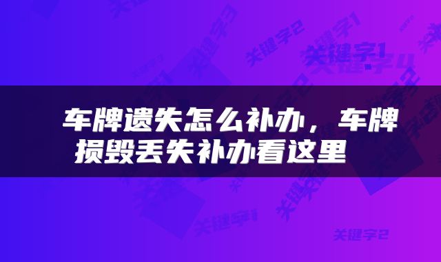  车牌遗失怎么补办，车牌损毁丢失补办看这里 