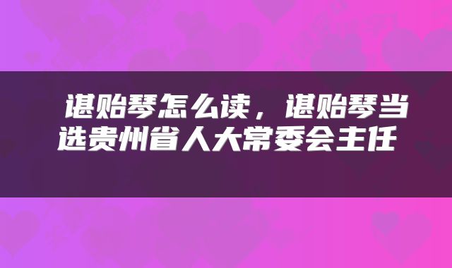  谌贻琴怎么读，谌贻琴当选贵州省人大常委会主任 