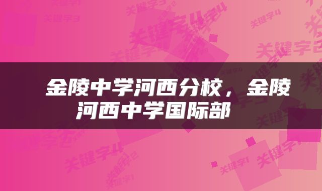 金陵中学河西分校,金陵河西中学国际部