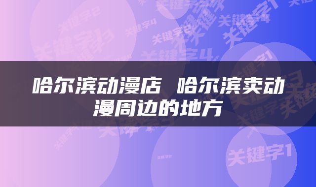 哈尔滨动漫店 哈尔滨卖动漫周边的地方