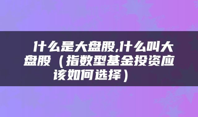  什么是大盘股,什么叫大盘股（指数型基金投资应该如何选择） 
