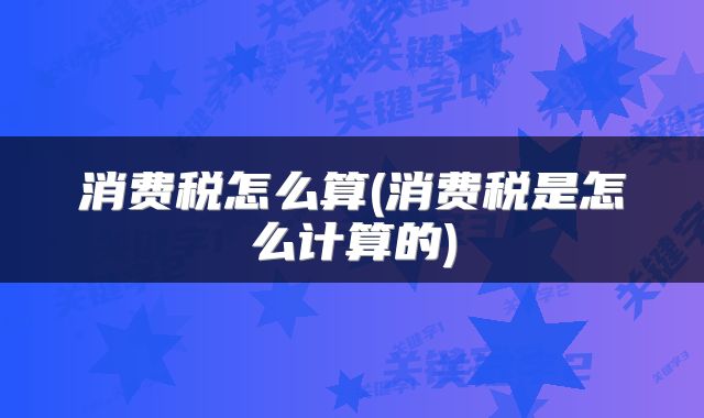 消费税怎么算(消费税是怎么计算的)