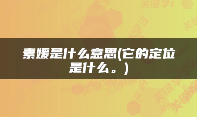 素媛是什么意思(它的定位是什么。)