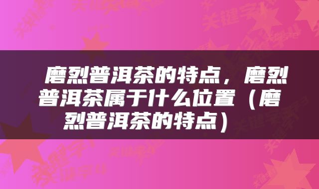  磨烈普洱茶的特点，磨烈普洱茶属于什么位置（磨烈普洱茶的特点） 