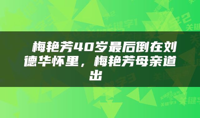  梅艳芳40岁最后倒在刘德华怀里，梅艳芳母亲道出 