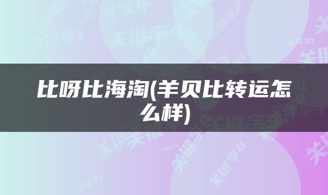 比呀比海淘(羊贝比转运怎么样)