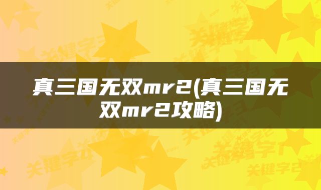 真三国无双mr2(真三国无双mr2攻略)
