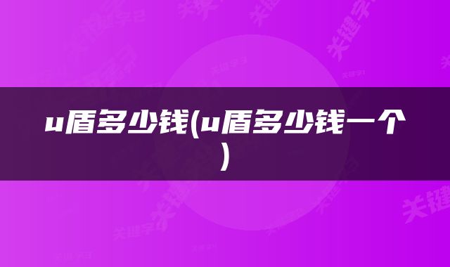 u盾多少钱(u盾多少钱一个)