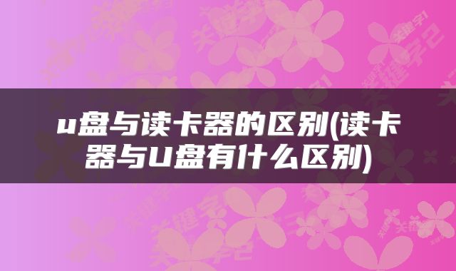 u盘与读卡器的区别(读卡器与U盘有什么区别)