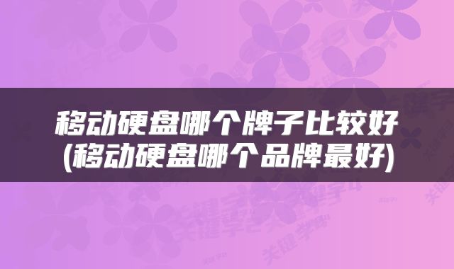 移动硬盘哪个牌子比较好(移动硬盘哪个品牌最好)