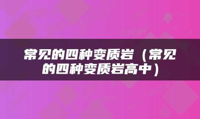 常见的四种变质岩（常见的四种变质岩高中）